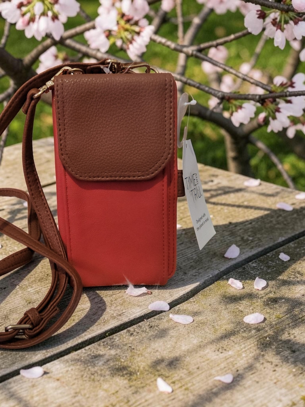 Women's Crossbody Phone Bag in Red and Brown